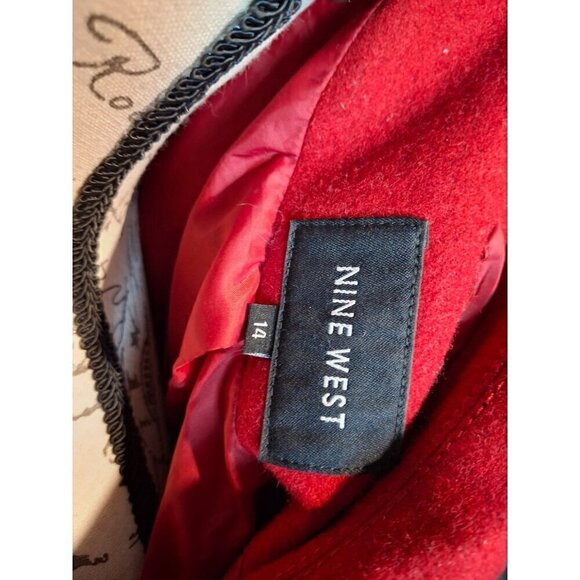 Nine West Red Wool Blend  Double Breasted Coat with Tie Belt/Pre-owned, Sz. 14 E - Picture 8 of 8